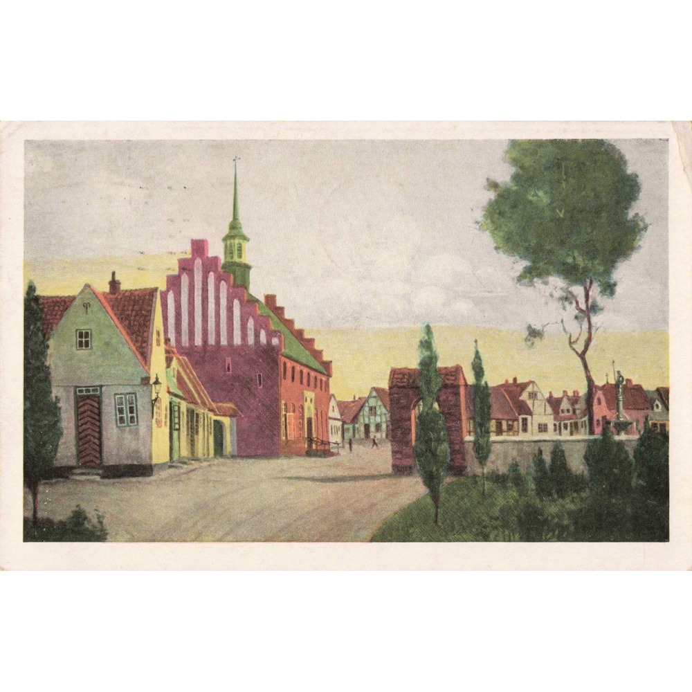 Den Danske Landsby Danish Village Scarboro Scarborough ME Maine Linen Postcard